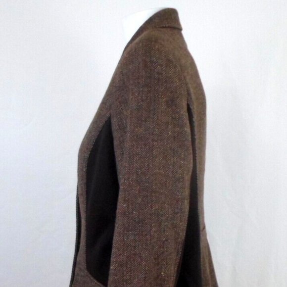 NWT Coldwater Creek Mixed Media Tweed Jacket Blazer Brown Herringbone - Picture 3 of 9